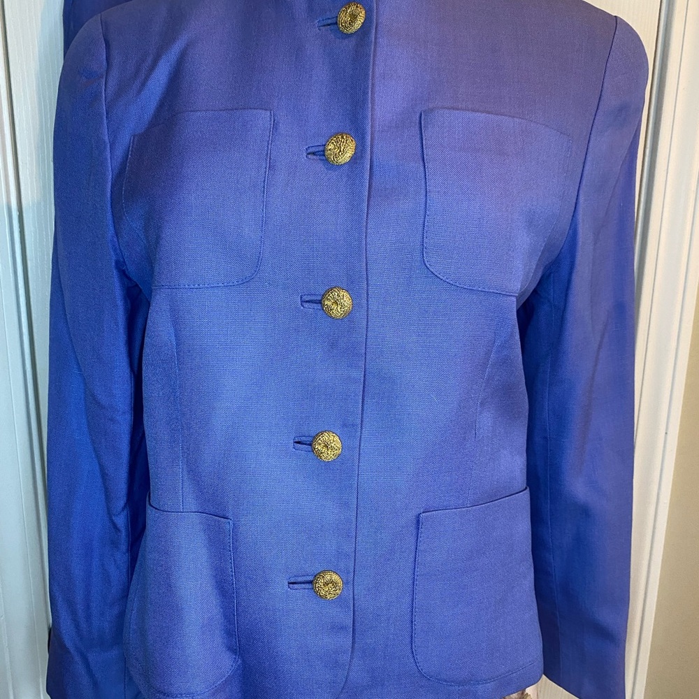 Doncaster Blue and Gold Blazer Tailored Suit Jacket and Skirt